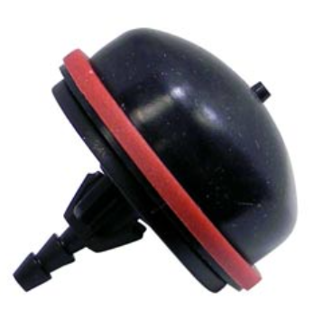 Black and red primer bulb on a white background